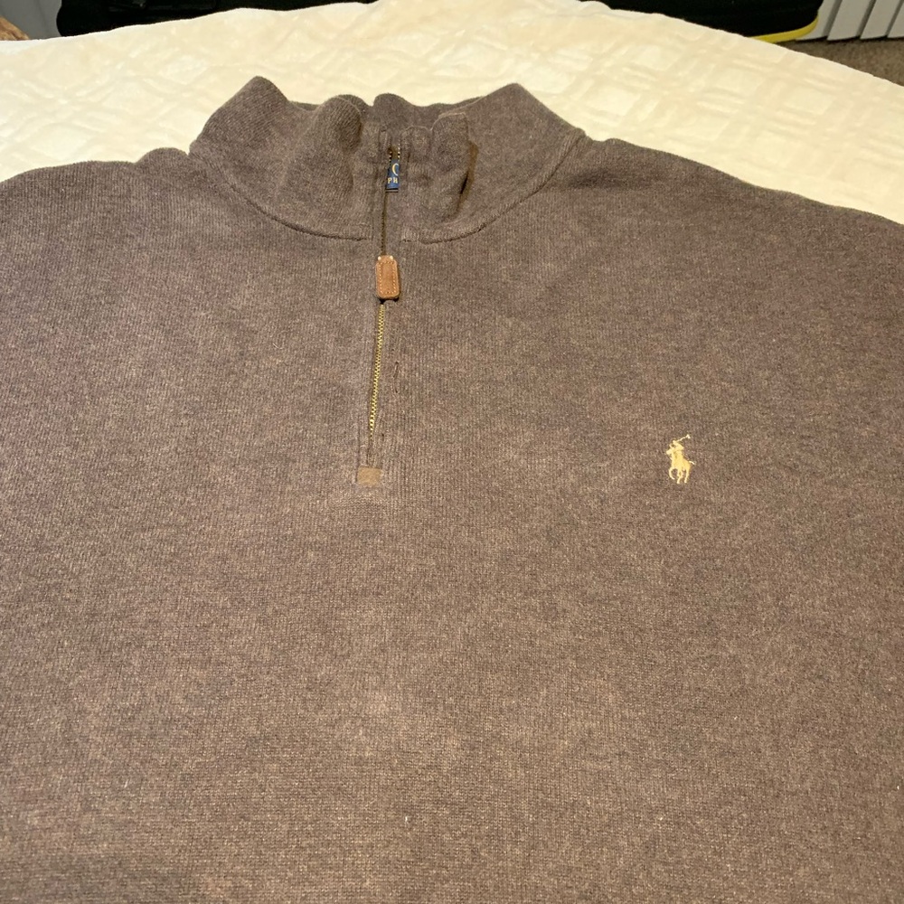 Ralph Lauren Men's Brown Zip-Up Sweater